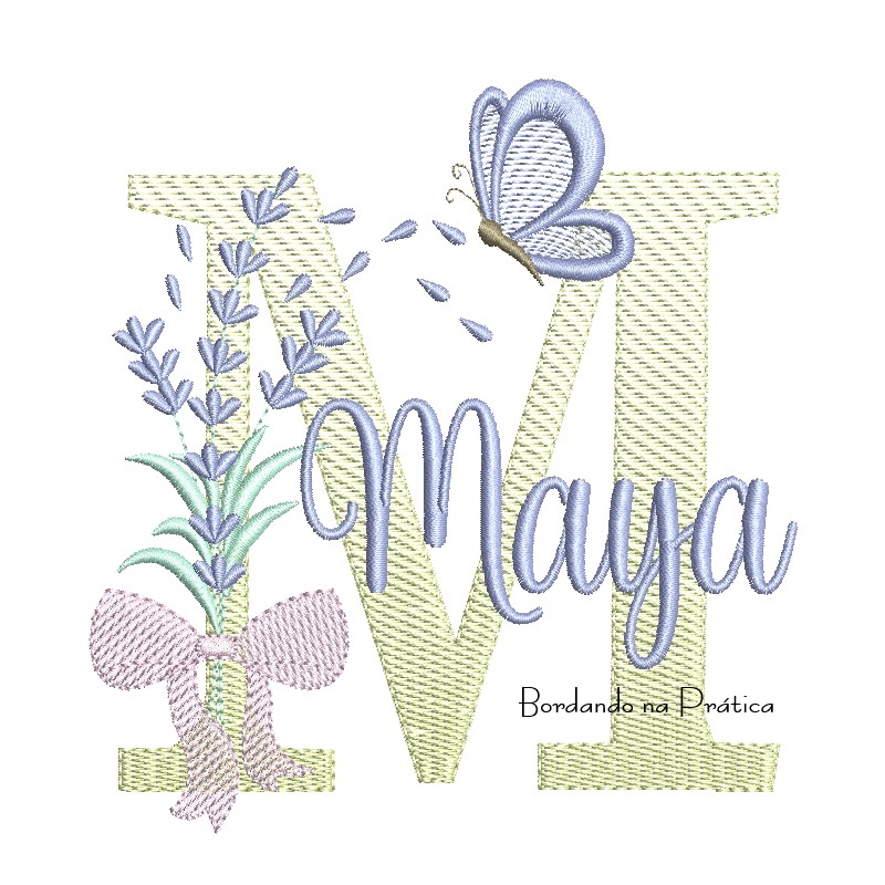 Matriz de Bordado Nome Maya Lavanda com Laço