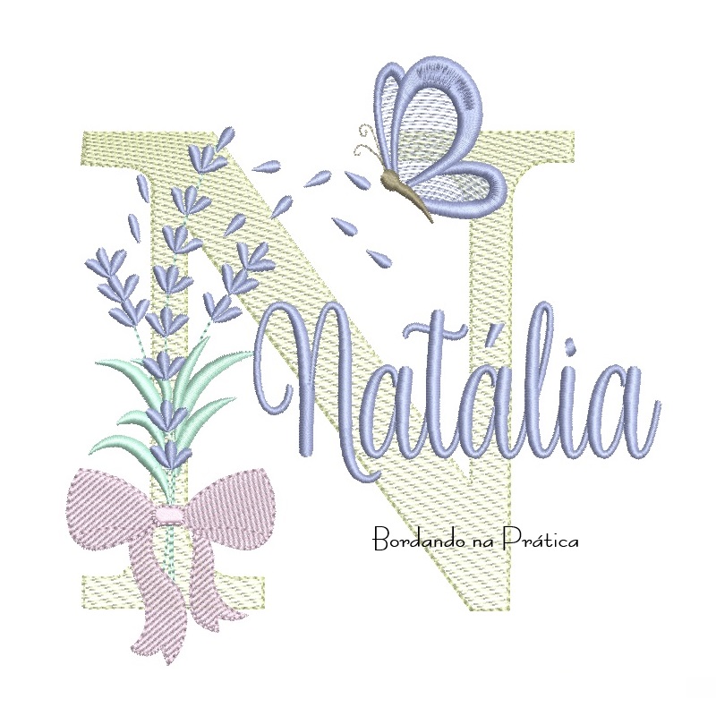 Matriz de Bordado Nome Natália Lavanda com Laço Matriz de Bordado Nome Natália Lavanda com Laço