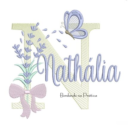 Matriz de Bordado Nome Nathália Lavanda com Laço