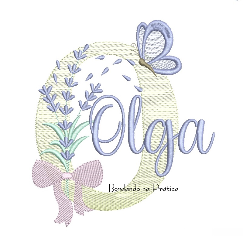 Matriz de Bordado Nome Olga Lavanda com Laço Matriz de Bordado Nome Olga Lavanda com Laço