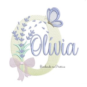 Matriz de Bordado Nome Olívia Lavanda com Laço