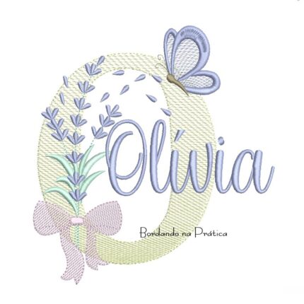 Matriz de Bordado Nome Olívia Lavanda com Laço