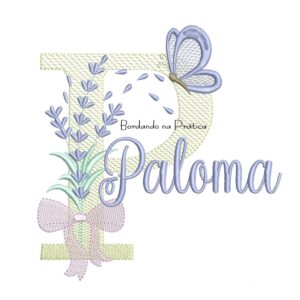 Matriz de Bordado Nome Paloma Lavanda com Laço