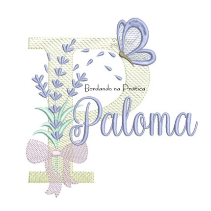 Matriz de Bordado Nome Paloma Lavanda com Laço