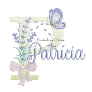 Matriz de Bordado Nome Patrícia Lavanda com Laço