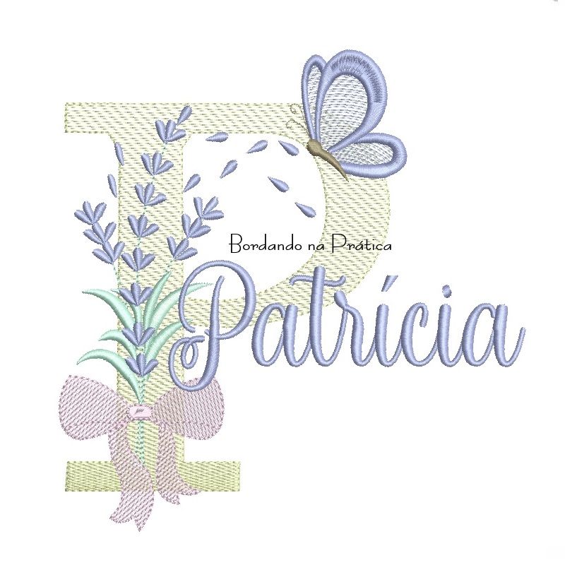 Matriz de Bordado Nome Patrícia Lavanda com Laço Matriz de Bordado Nome Patrícia Lavanda com Laço