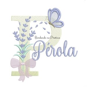 Matriz de Bordado Nome Pérola Lavanda com Laço