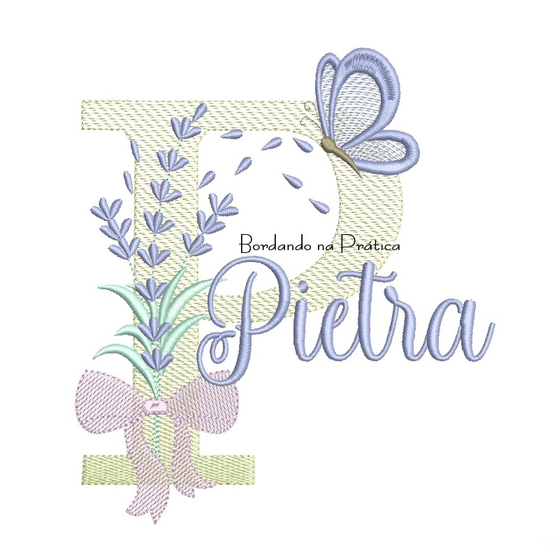 Matriz de Bordado Nome Pietra Lavanda com Laço