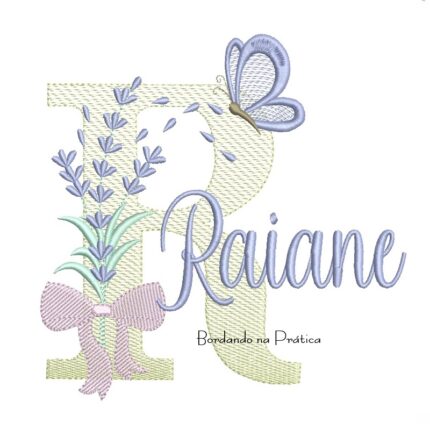 Matriz de Bordado Nome Raiane Lavanda com Laço