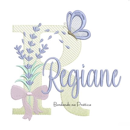 Matriz de Bordado Nome Regiane Lavanda com Laço