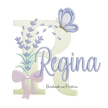 Matriz de Bordado Nome Regina Lavanda com Laço