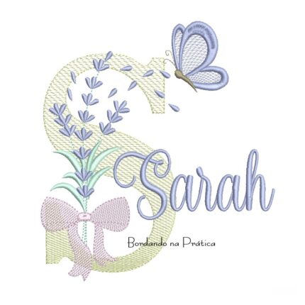 Matriz de Bordado Nome Sarah Lavanda com Laço