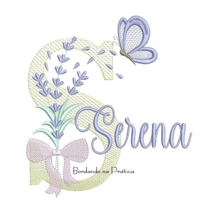 Matriz de Bordado Nome Serena Lavanda com Laço