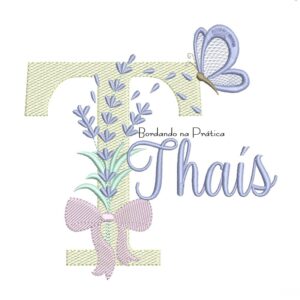 Matriz de Bordado Nome Thaís Lavanda com Laço