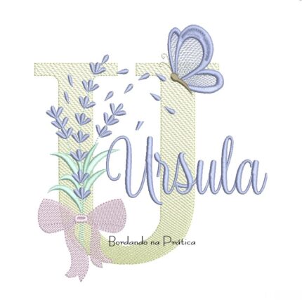 Matriz de Bordado Nome Úrsula Lavanda com Laço