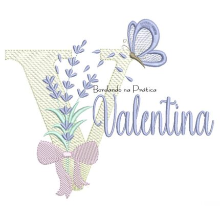 Matriz de Bordado Nome Valentina Lavanda com Laço