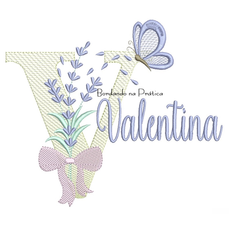 Matriz de Bordado Nome Valentina Lavanda com Laço Matriz de Bordado Nome Valentina Lavanda com Laço