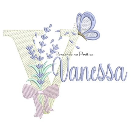 Matriz de Bordado Nome Vanessa Lavanda com Laço