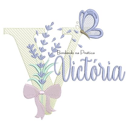 Matriz de Bordado Nome Victória Lavanda com Laço