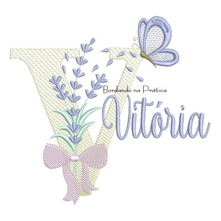 Matriz de Bordado Nome Vitória Lavanda com Laço