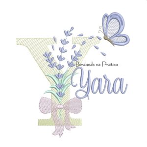 Matriz de Bordado Nome Yara Lavanda com Laço