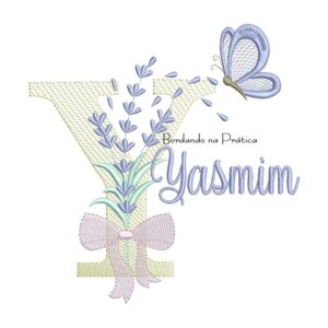 Matriz de Bordado Nome Yasmim Lavanda com Laço