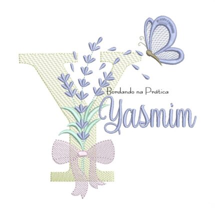 Matriz de Bordado Nome Yasmim Lavanda com Laço