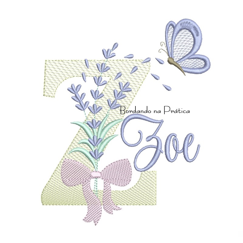 Matriz de Bordado Nome Zoe Lavanda com Laço Matriz de Bordado Nome Zoe Lavanda com Laço
