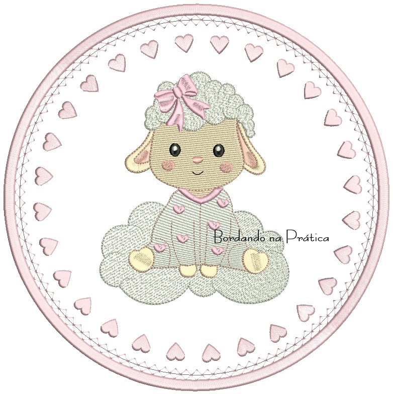 Matriz de Bordado Ovelhinha Circulo Coraçoes Matriz de Bordado Ovelhinha Circulo Coraçoes