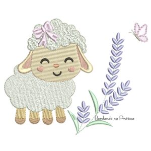 Matriz de Bordado Ovelhinha com Lavanda