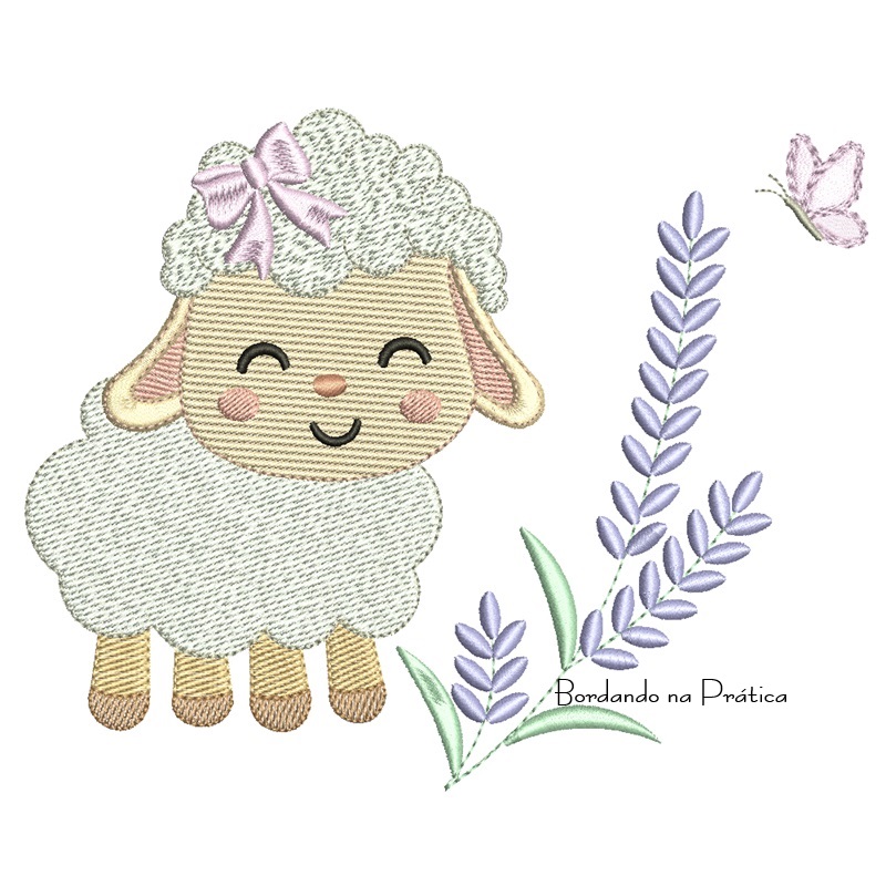 Matriz de Bordado Ovelhinha com Lavanda Matriz de Bordado Ovelhinha com Lavanda