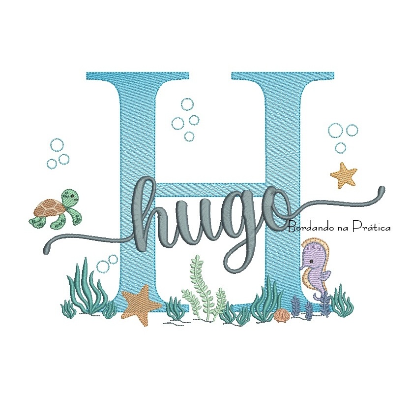 Matriz de bordado Hugo fundo do mar para bordar Matriz de bordado Hugo fundo do mar para bordar