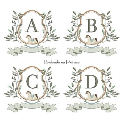 Matriz de Bordado - Coleção Alfabeto Moldura Cavalinho