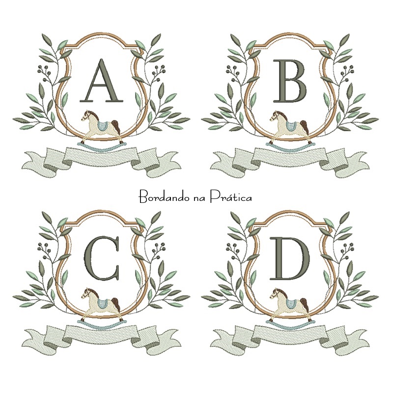 Matriz de Bordado - Coleção Alfabeto Moldura Cavalinho