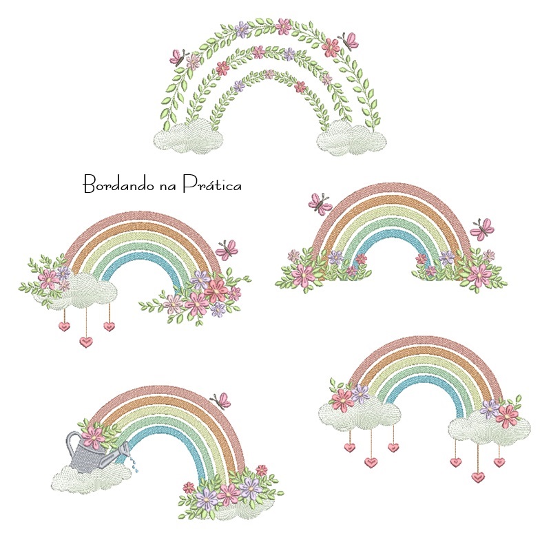Matriz de Bordado - Coleção Arco-Íris Floral Matriz de Bordado - Coleção Arco-Íris Floral