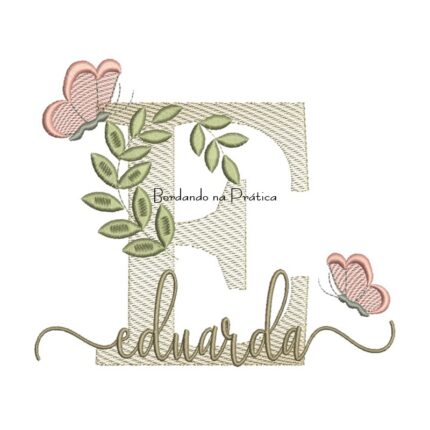 Matriz de Bordado - Nome Eduarda folhas e Borboletas