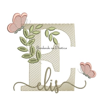 Matriz de Bordado - Nome Elis folhas e Borboletas