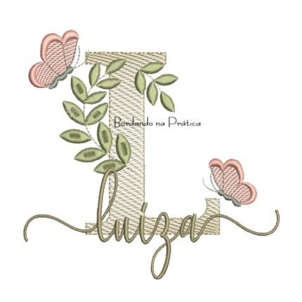 Matriz de Bordado - Nome Luíza folhas e Borboletas