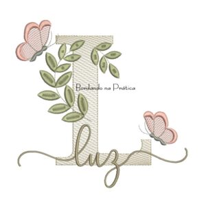 Matriz de Bordado - Nome Luz folhas e Borboletas