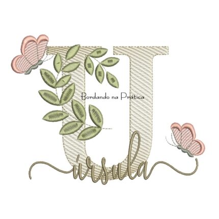 Matriz de Bordado - Nome Úrsula Folhas e Borboletas