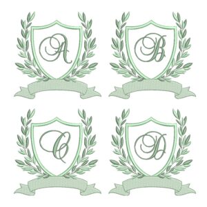 Matriz para Bordado - Coleção Alfabeto Brasão Folhas