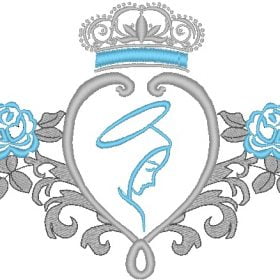 Matriz de Bordados - Moldura Santinha Com Flores