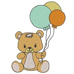 Matriz De Bordado Urso Com Balão para bordar
