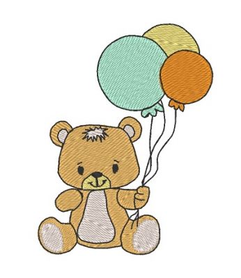 Matriz De Bordado Urso Com Balão para bordar