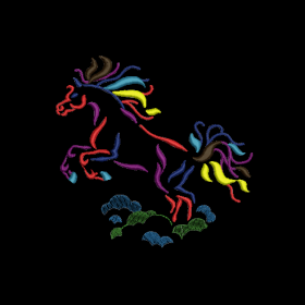 Matriz De Bordado Cavalo Colorido para bordar Grátis