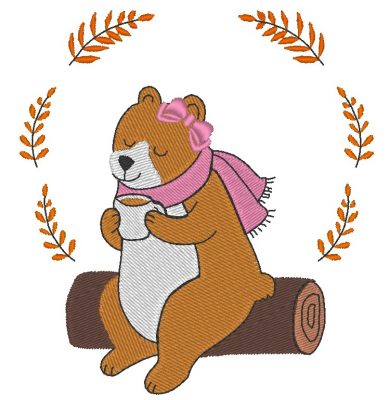 Matriz De Bordado - Urso Com Cachecol Rosa - Imagem 2