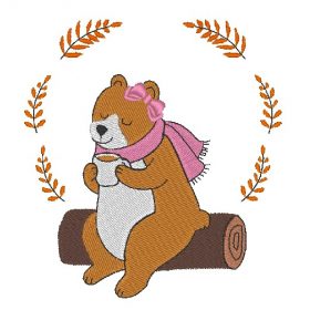 Matriz De Bordado - Urso Com Cachecol Rosa