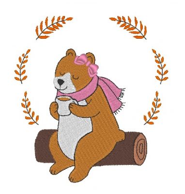 Matriz De Bordado - Urso Com Cachecol Rosa