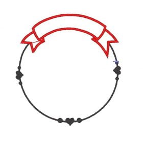 Matriz de Bordado - Coração Faixa Moldura Aplique