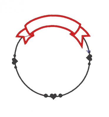 Matriz de Bordado - Coração Faixa Moldura Aplique